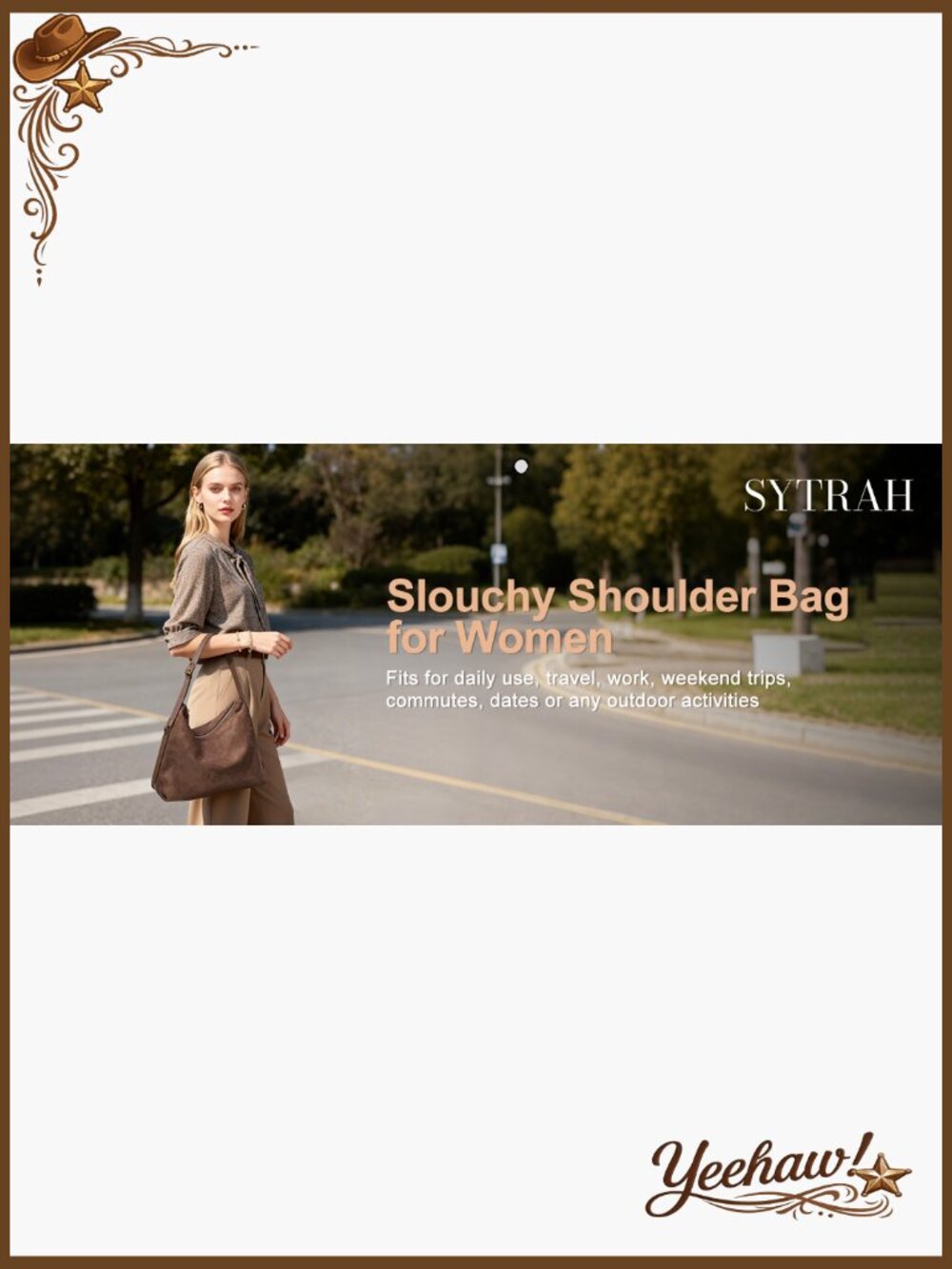 Slouchy Suede Hobo Shoulder Bag with Multiple Pockets - Picture 7 of 7